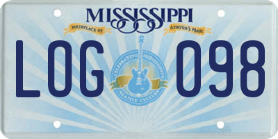 MS license plate LOG098