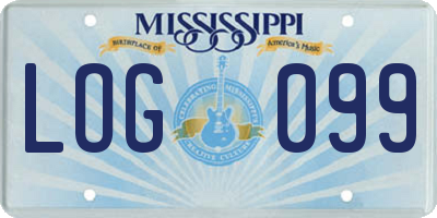 MS license plate LOG099
