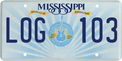 MS license plate LOG103