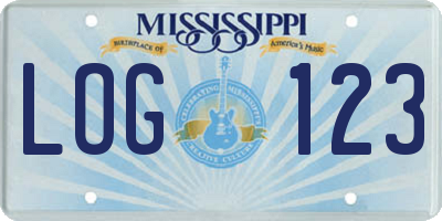 MS license plate LOG123