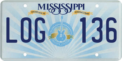 MS license plate LOG136