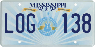 MS license plate LOG138