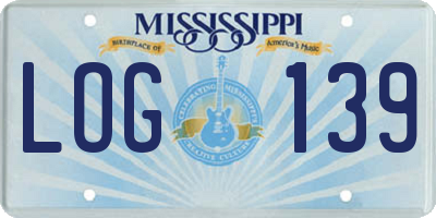 MS license plate LOG139