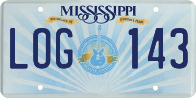 MS license plate LOG143