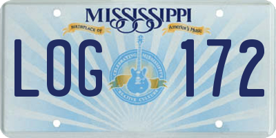 MS license plate LOG172