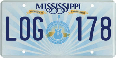 MS license plate LOG178