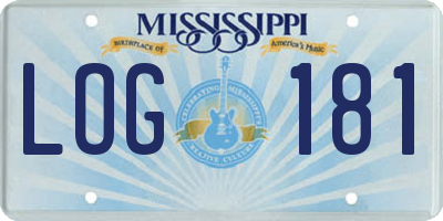 MS license plate LOG181