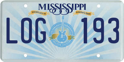 MS license plate LOG193