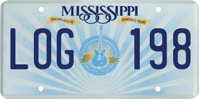 MS license plate LOG198