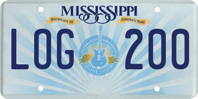 MS license plate LOG200