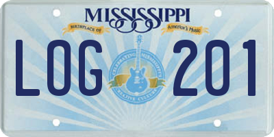 MS license plate LOG201