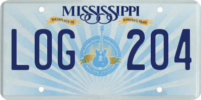 MS license plate LOG204