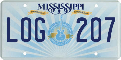 MS license plate LOG207