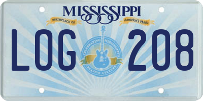 MS license plate LOG208