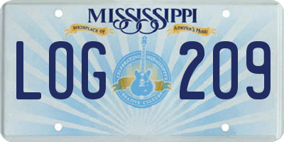 MS license plate LOG209
