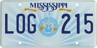 MS license plate LOG215
