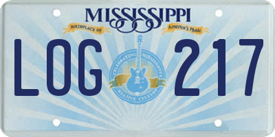 MS license plate LOG217
