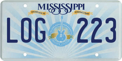 MS license plate LOG223