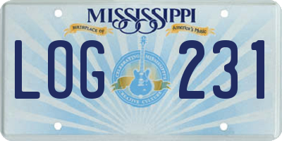 MS license plate LOG231