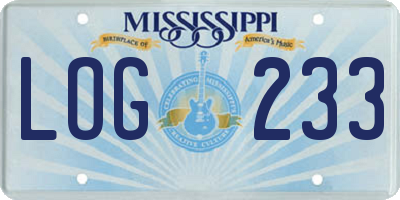 MS license plate LOG233