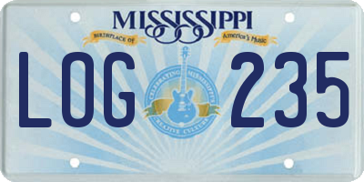 MS license plate LOG235