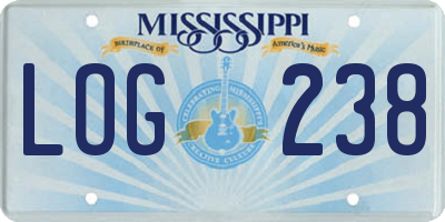 MS license plate LOG238