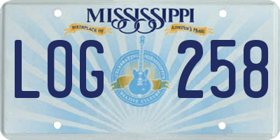 MS license plate LOG258
