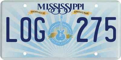 MS license plate LOG275