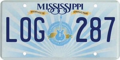MS license plate LOG287