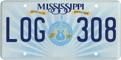 MS license plate LOG308