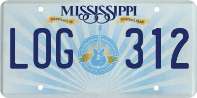 MS license plate LOG312