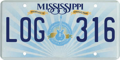 MS license plate LOG316