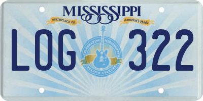 MS license plate LOG322