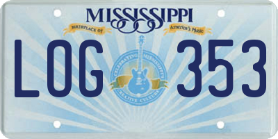 MS license plate LOG353