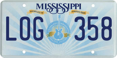 MS license plate LOG358