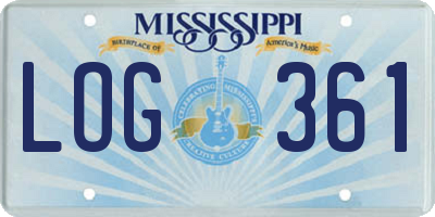MS license plate LOG361