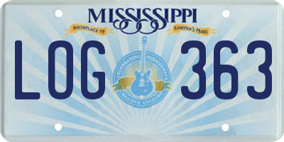 MS license plate LOG363