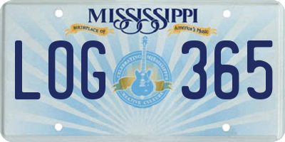 MS license plate LOG365