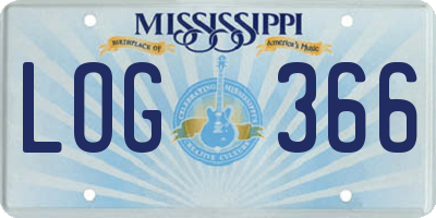 MS license plate LOG366