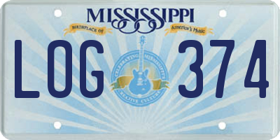 MS license plate LOG374