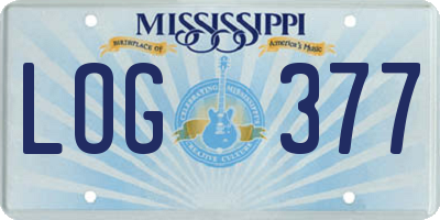 MS license plate LOG377