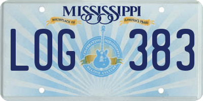 MS license plate LOG383