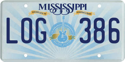 MS license plate LOG386