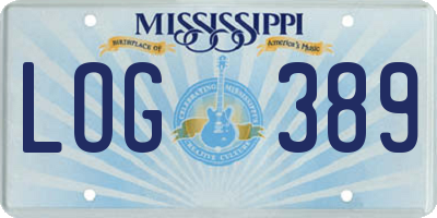 MS license plate LOG389