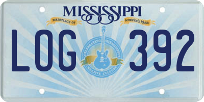 MS license plate LOG392