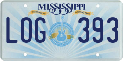 MS license plate LOG393
