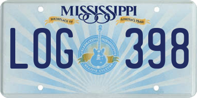 MS license plate LOG398