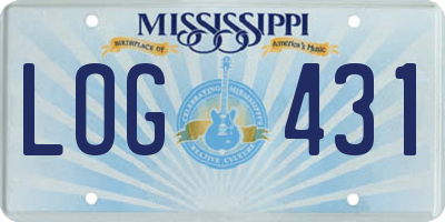 MS license plate LOG431