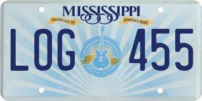 MS license plate LOG455