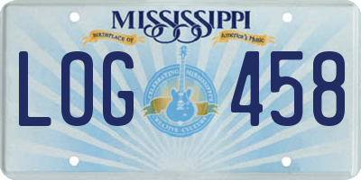 MS license plate LOG458